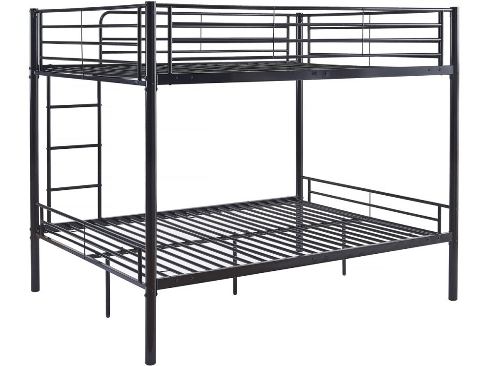 Lit superposé double "Adam" - Sommier inclus - 140 x 190 cm - Noir