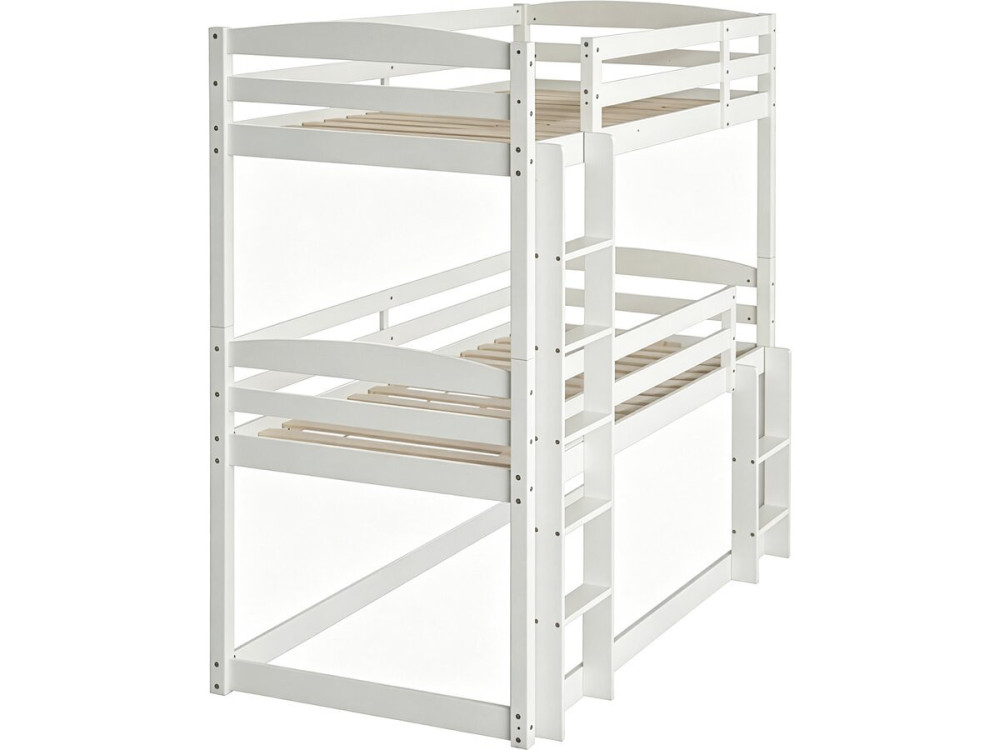 Lit superposé en bois avec escalier "Sephora" - 90 x 190 cm - Blanc