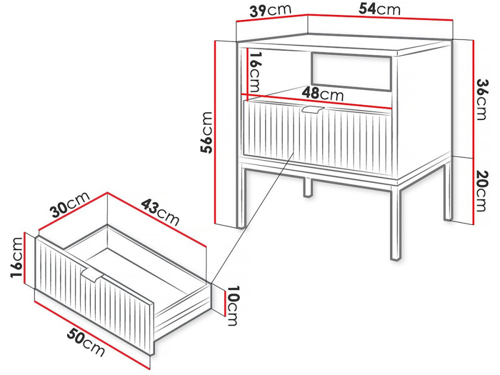 Table de chevet en bois "Tunis" - Blanche