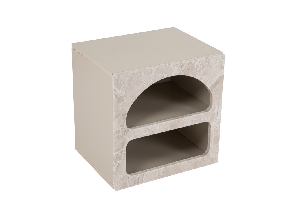 Table de chevet en bois "Lorin" 50 x 40 x 50 cm - marbre travertin
