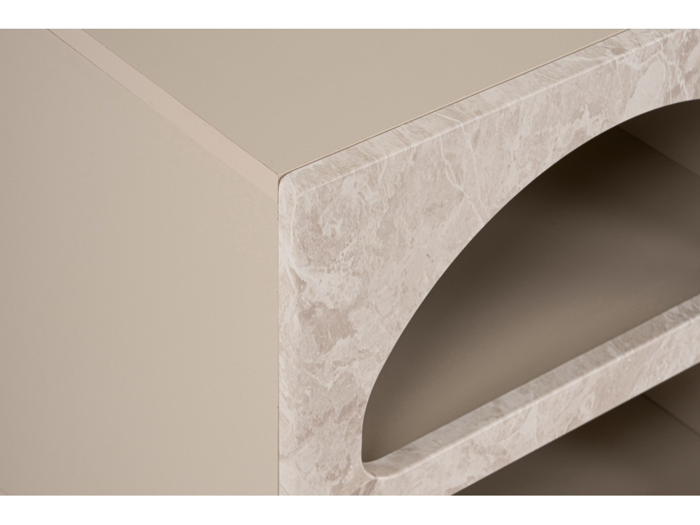 Table de chevet en bois "Lorin" 50 x 40 x 50 cm - marbre travertin