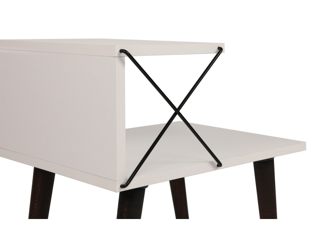 Table de chevet en bois "Cross" 50 x 40 x 55 cm - Blanc
