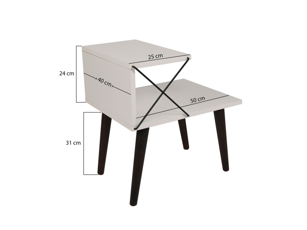 Table de chevet en bois "Cross" 50 x 40 x 55 cm - Blanc