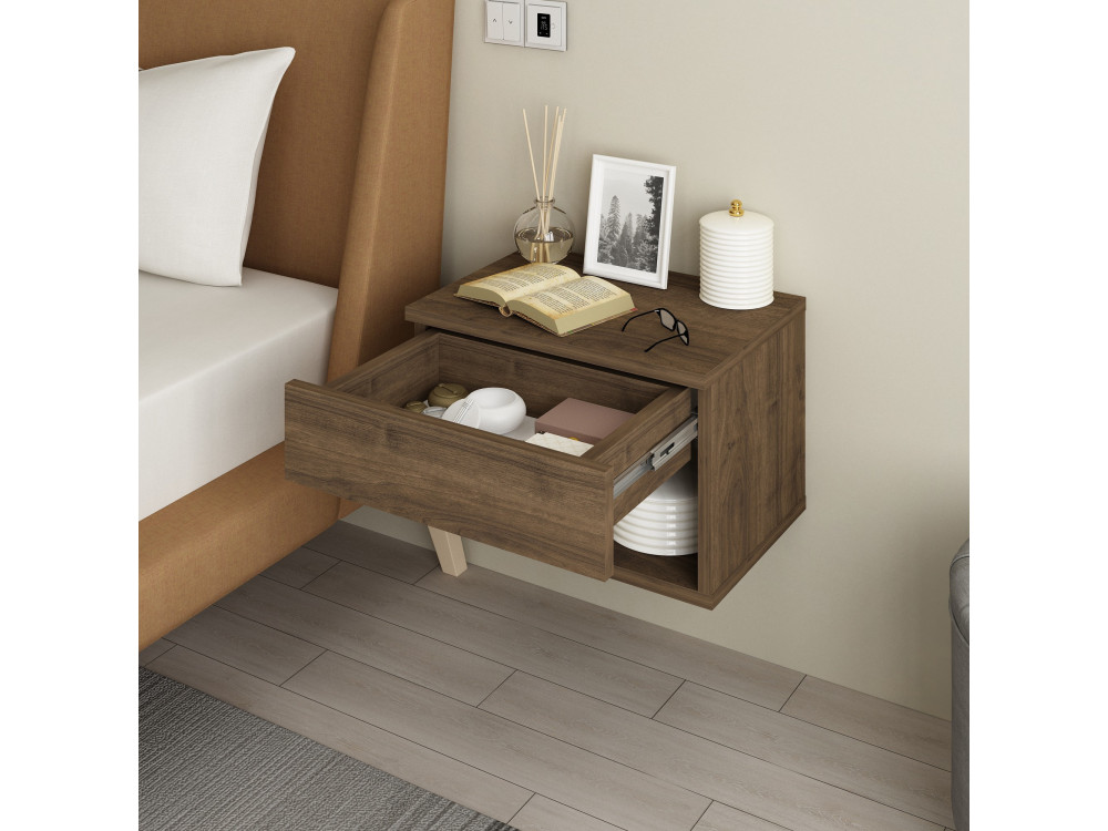 Table de chevet en bois "Ribes" - 45 x 32 x 29 cm - Marron