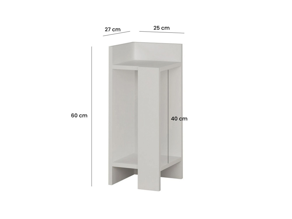 Table de chevet en bois "Elos Left" - 25 x 27 x 60 cm - Blanc