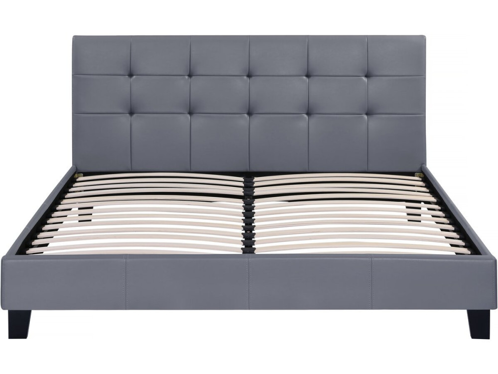 Lit double en pvc "Julia" - 140 x 190 cm - Gris