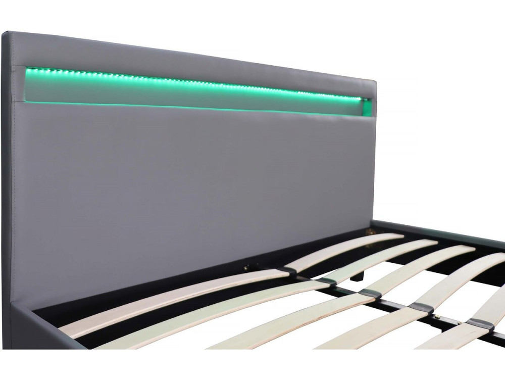 Lit  avec LED "Maria" - 160 x 200 cm - Gris