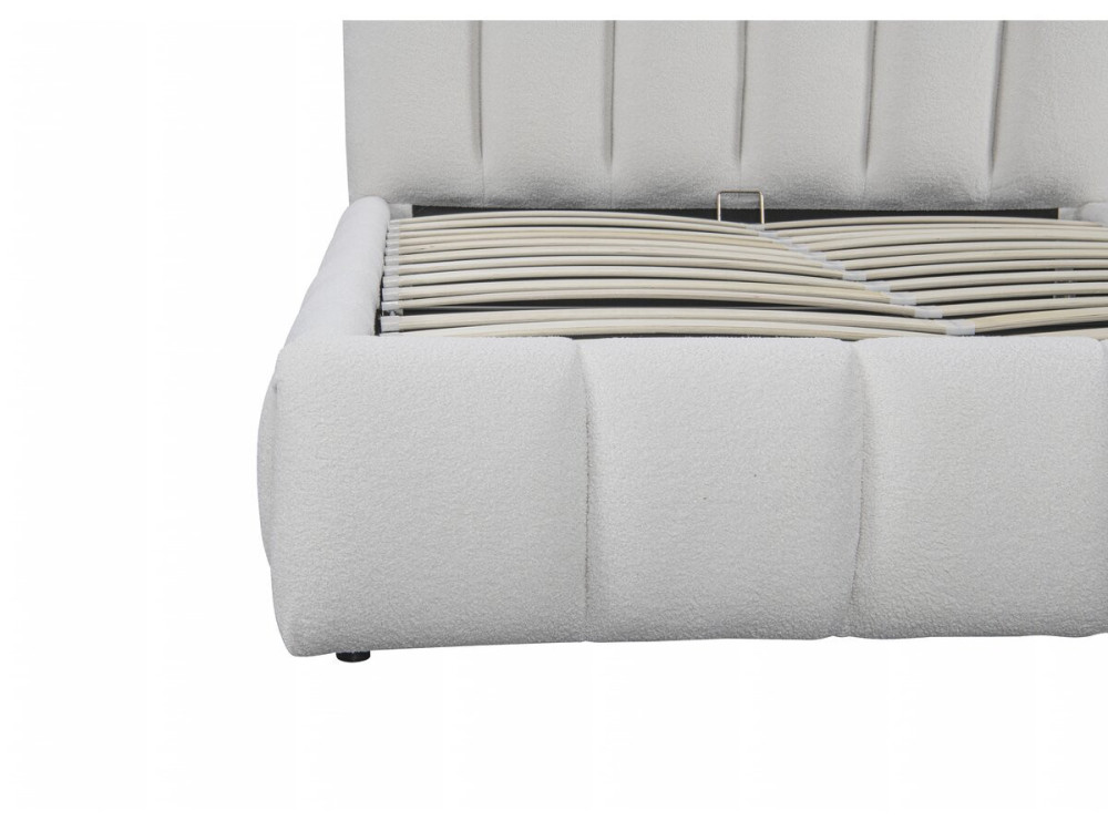 Lit bouclette avec coffre "Annie" - 160 x 200 cm - Blanc