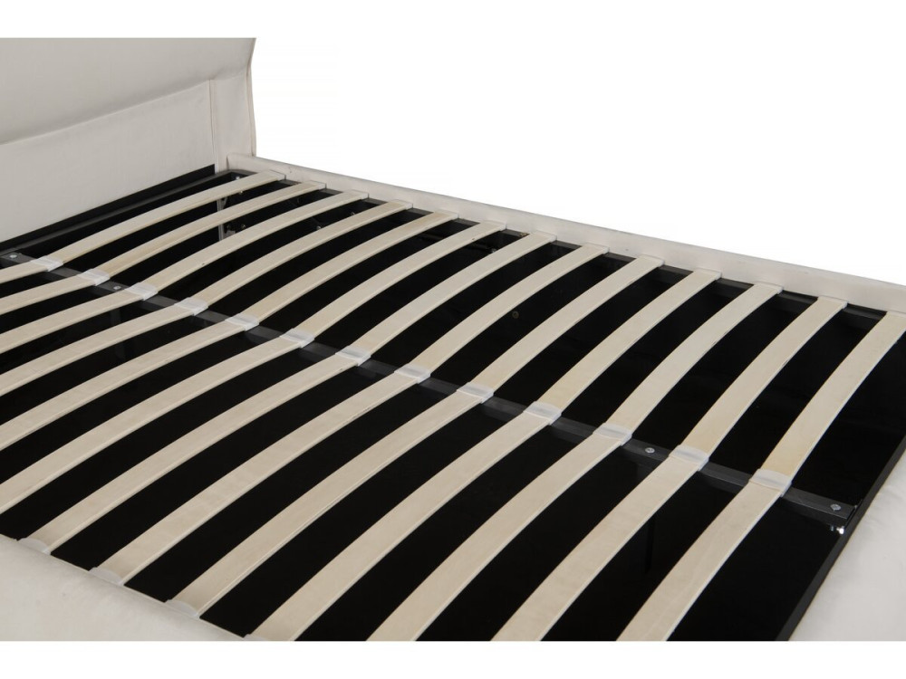 Lit double avec coffre en velours "Chamonix" - 160 x 200 cm - Beige
