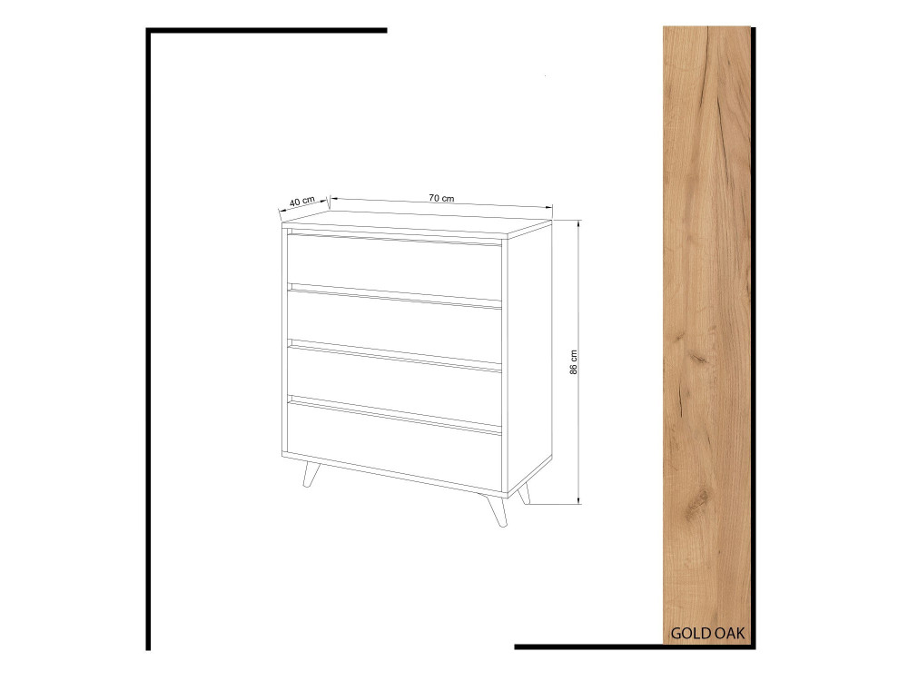 Commode en bois "Suvera" - 70 x 40 x 86 cm - Beige