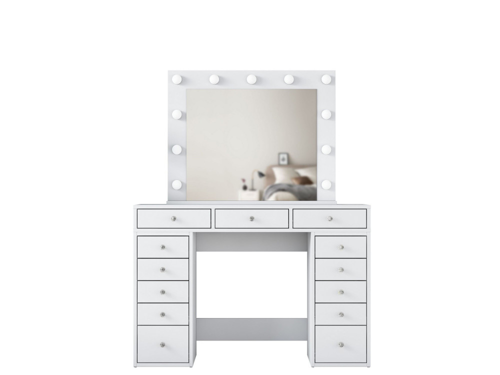 Coiffeuse avec miroir en bois "Sirma" - 120 x 44 x 82 cm - Blanc