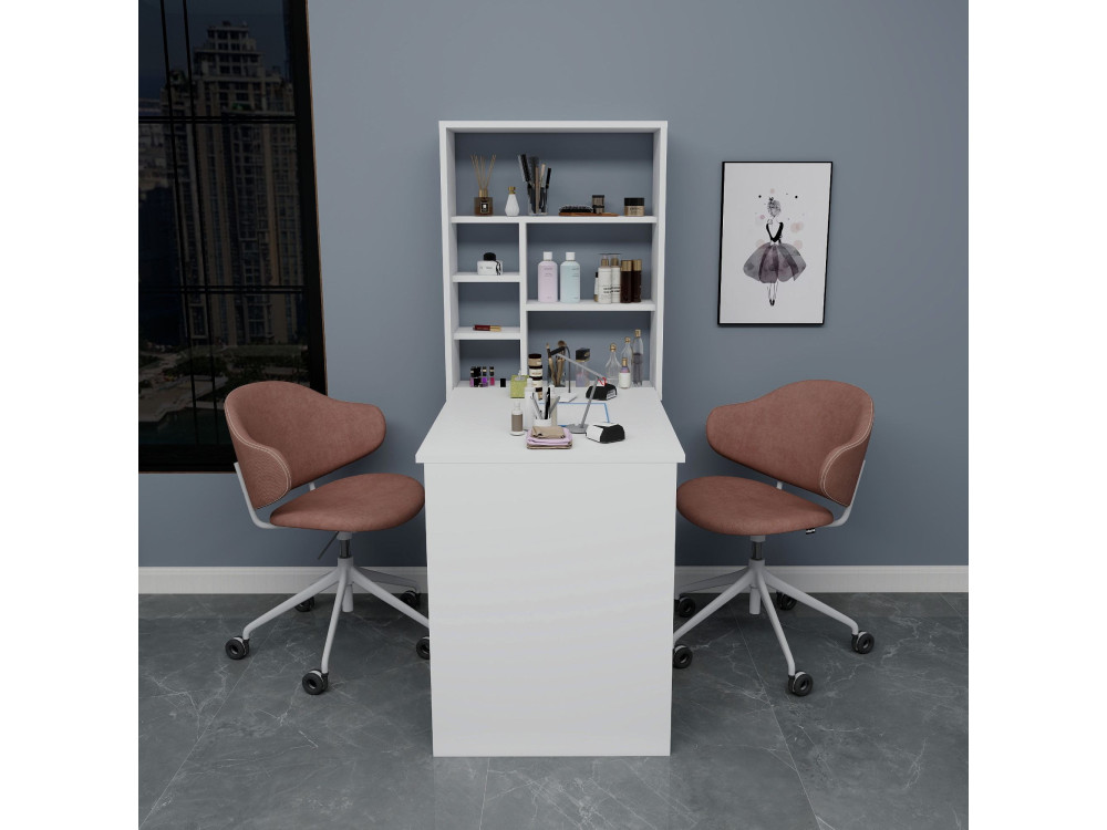 Table de maquillage en bois "Sedir" - 90 x 59 x 74 cm - Blanc