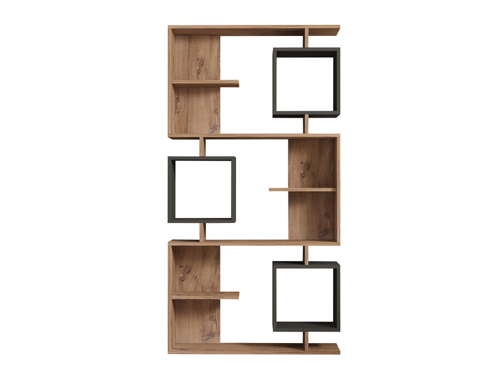Bibliothèque en bois "Icardi" - 90 x 24 x 171 cm - Pin atlantiqueAnthracite