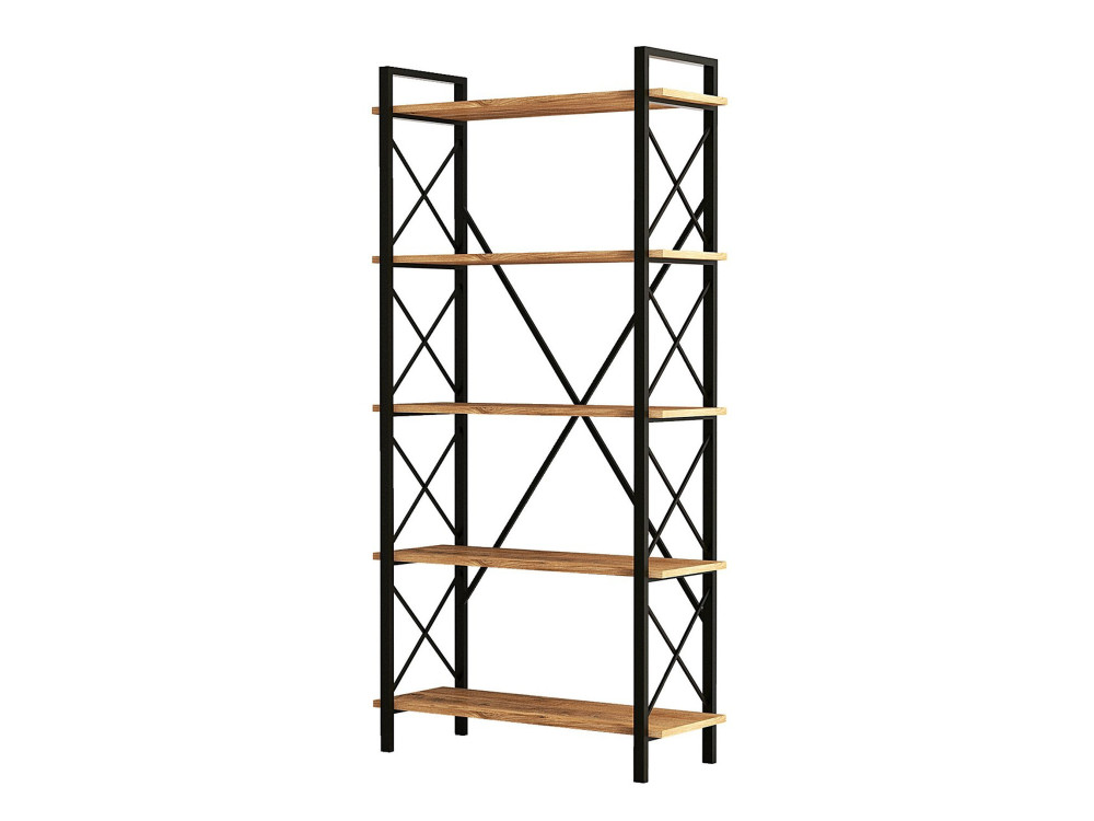 Bibliothèque en bois "Nero" - 90 x 33 x 180 cm - Pin atlantiqueNoir