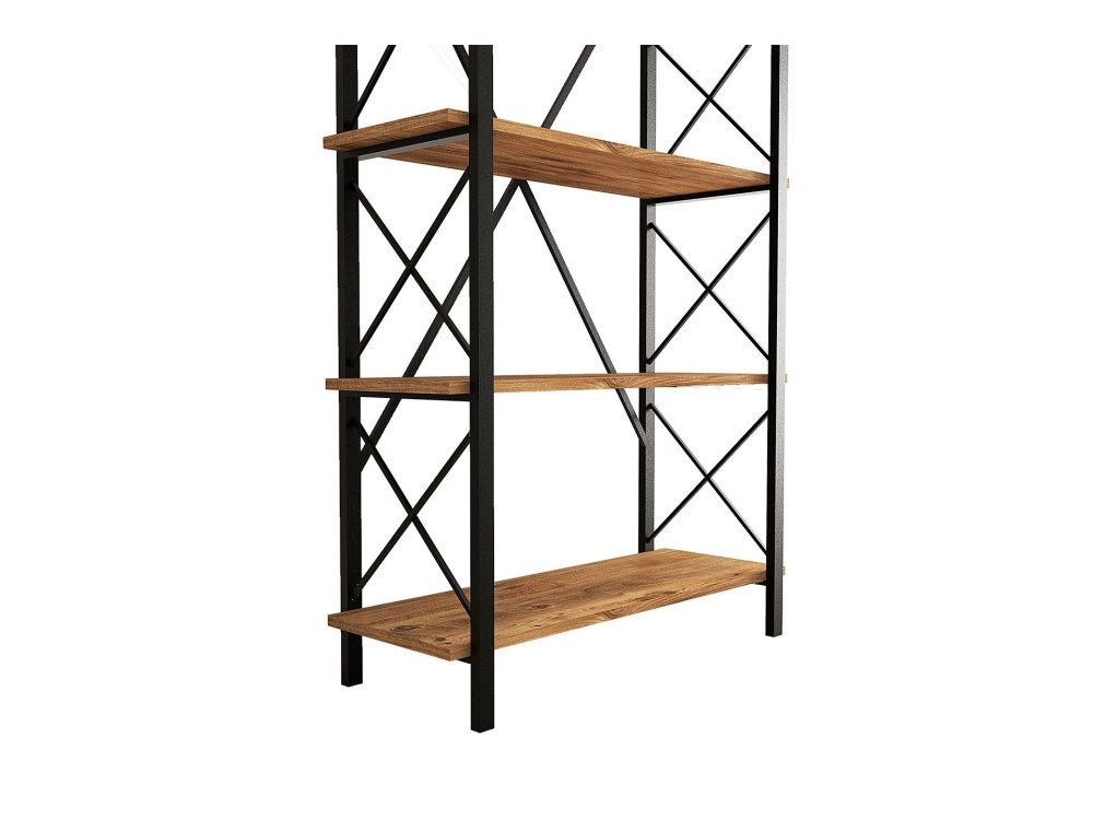 Bibliothèque en bois "Nero" - 90 x 33 x 180 cm - Pin atlantiqueNoir