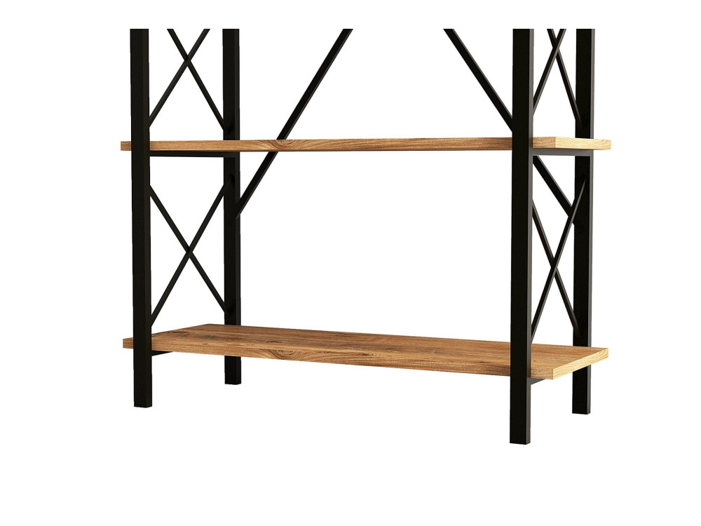 Bibliothèque en bois "Nero" - 90 x 33 x 180 cm - Pin atlantiqueNoir