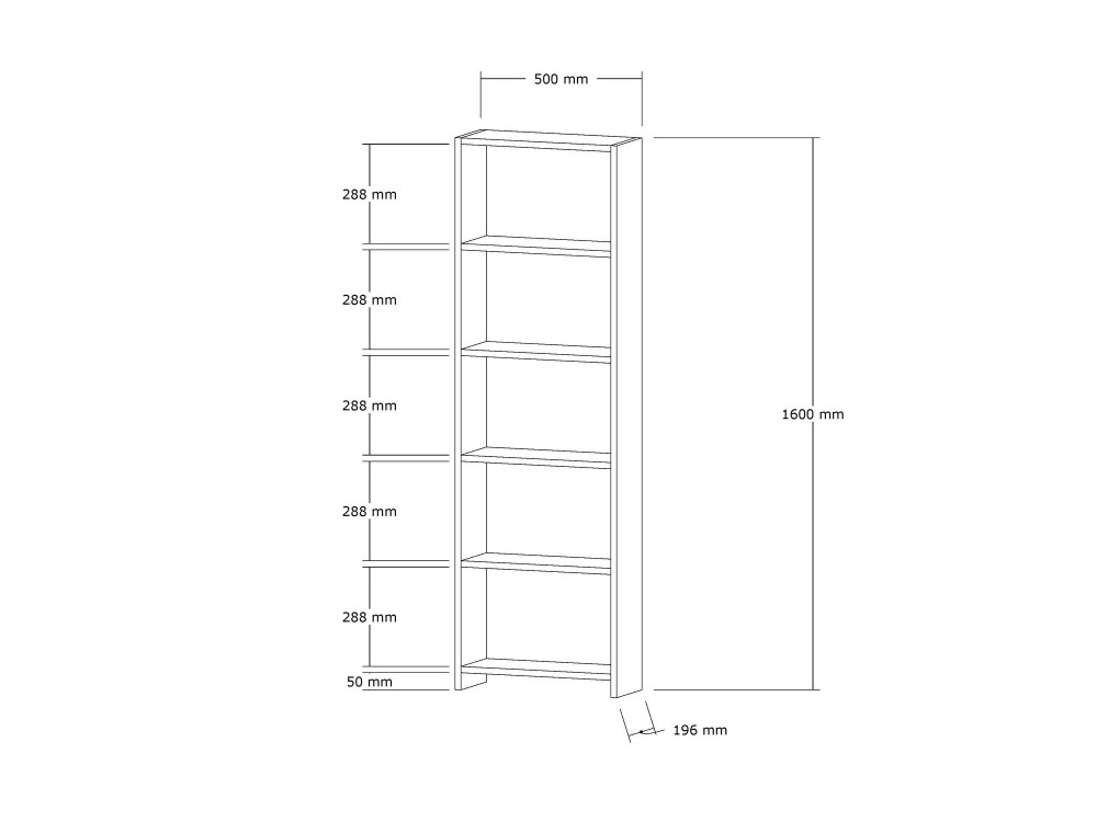 Bibliothèque en bois "New" - 50 x 19 x 160 cm - Blanc
