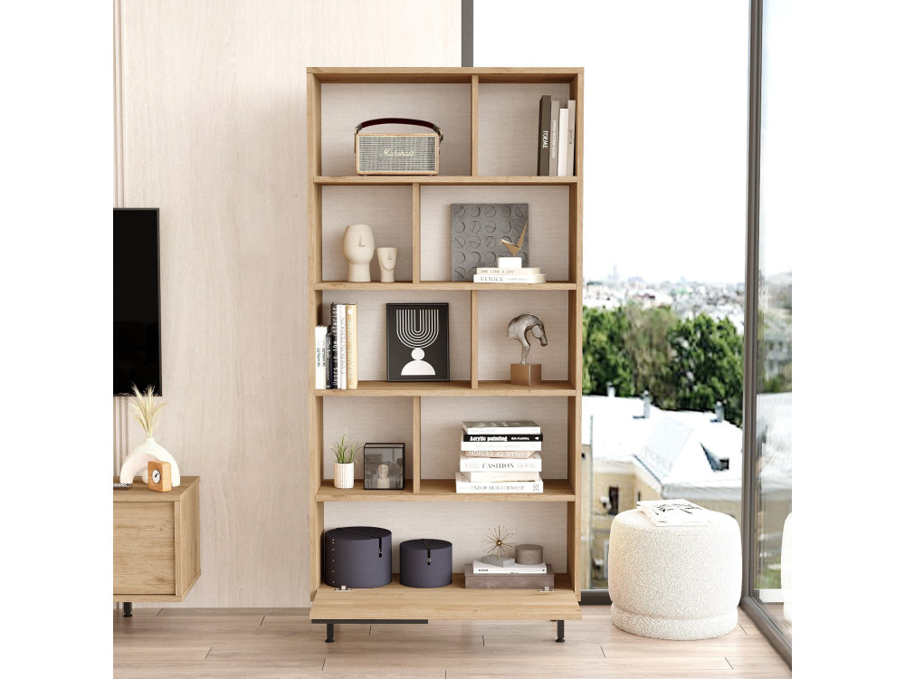 Bibliothèque en bois "Calvin" 83,9 x 29,5 x 175,6 cm - Noyer