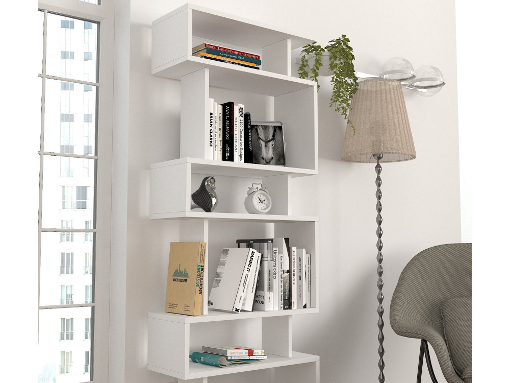 Bibliothèque en bois "Blok" - 60 x 19 x 165 cm - Blanc