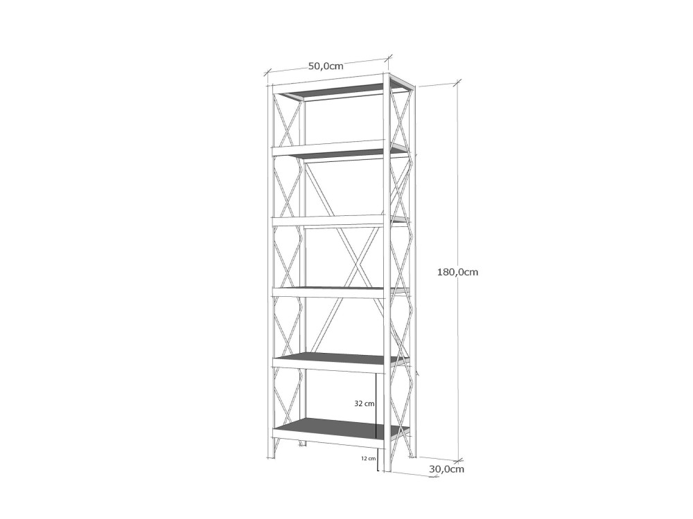 Bibliothèque en bois "Suadiye" - 50 x 30 x 180 cm - Marron