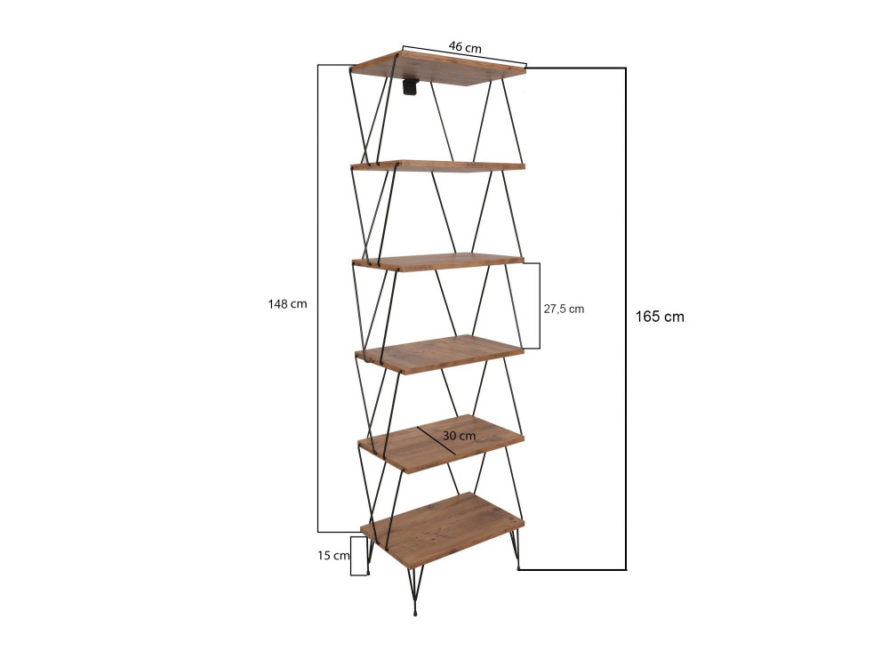 Bibliothèque en bois "Balaban" - 46 x 30 x 165 cm - Marron