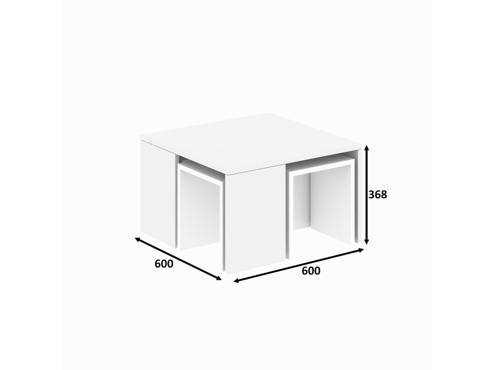 Ensemble de tables basses en bois "Ortanca" - 60 x 60 x 37 cm - Blanc