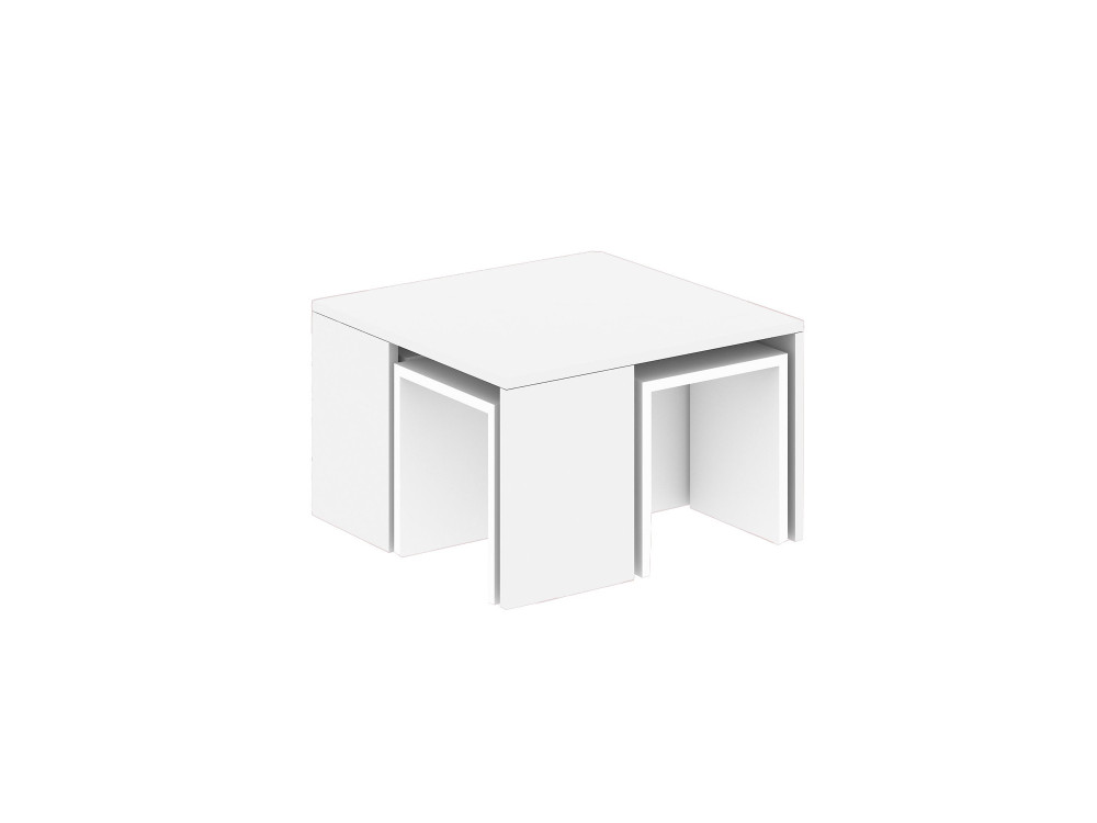 Ensemble de tables basses en bois "Ortanca" - 60 x 60 x 37 cm - Blanc
