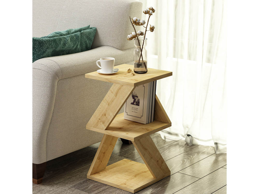 Table d'appoint en bois "Albeni" - 30 x 30 x 50 cm - Chêne Saphir
