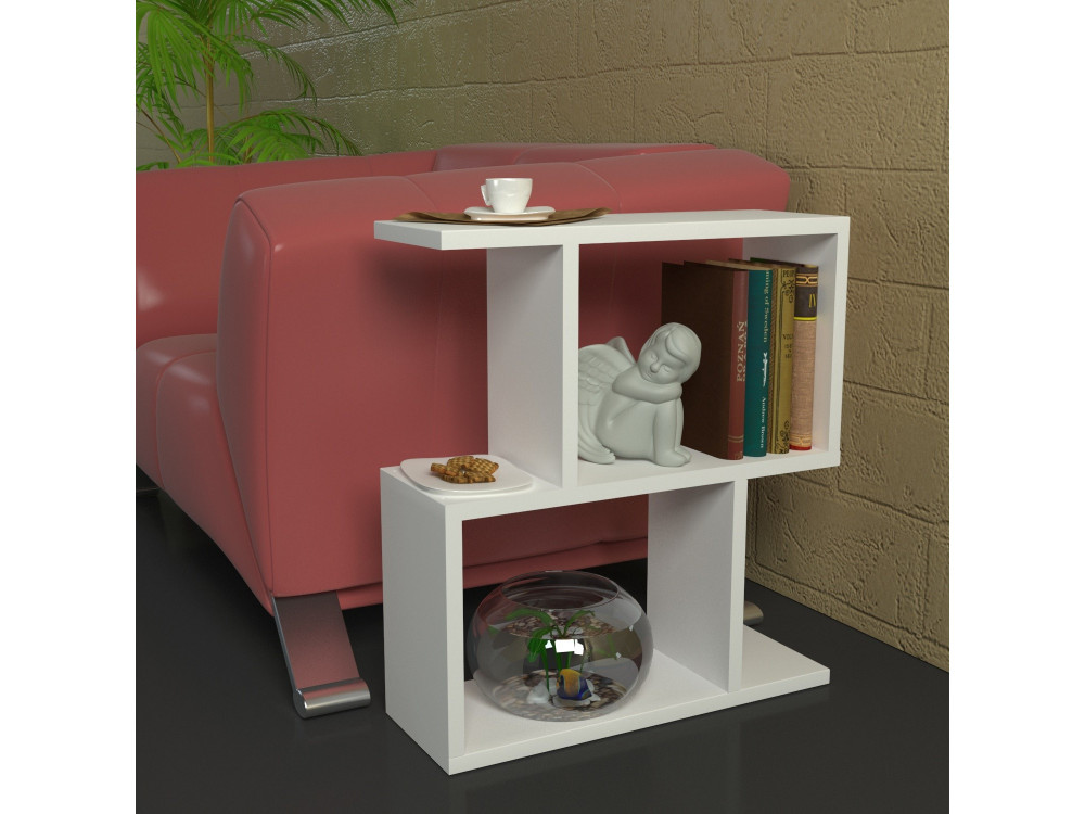 Table d'appoint en bois "Karinus" - 50 x 17 x 55 cm - Blanc