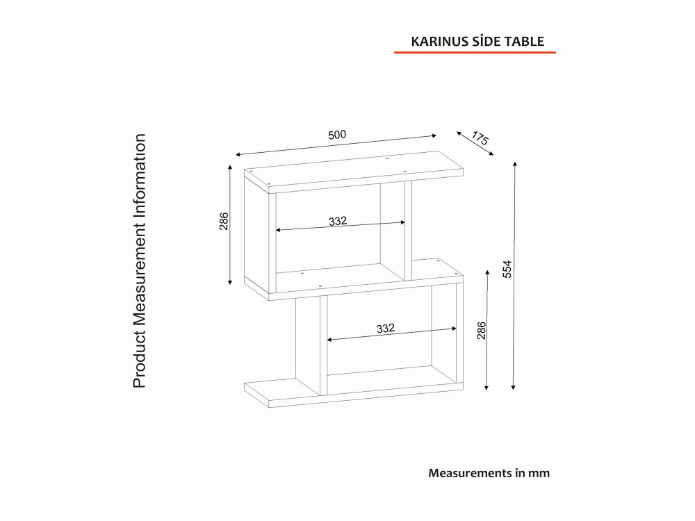 Table d'appoint en bois "Karinus" - 50 x 17 x 55 cm - Blanc