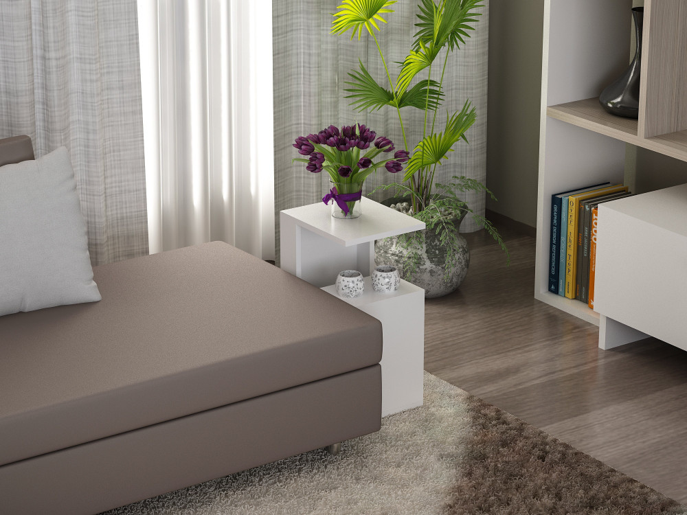 Table d'appoint en bois "Sister" - 35 x 29 x 60 cm - Blanc