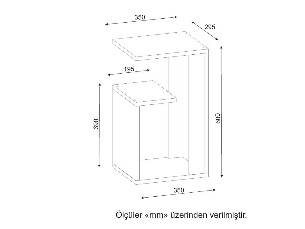 Table d'appoint en bois "Sister" - 35 x 29 x 60 cm - Blanc