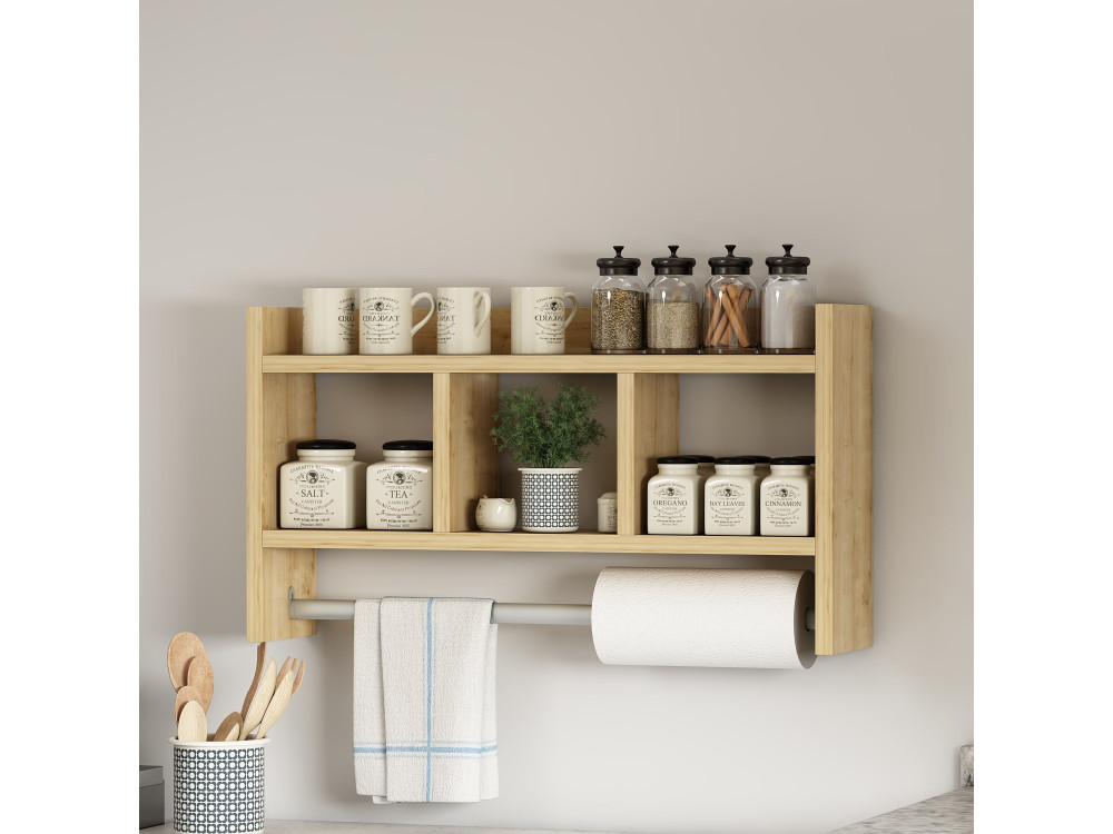 Étagère murale en bois "Asya" - 63 x 14 x 35 cm - Beige