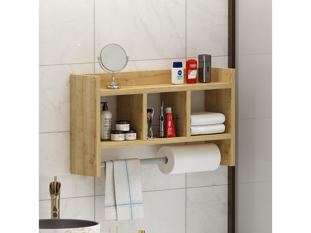 Étagère murale en bois "Asya" - 63 x 14 x 35 cm - Beige