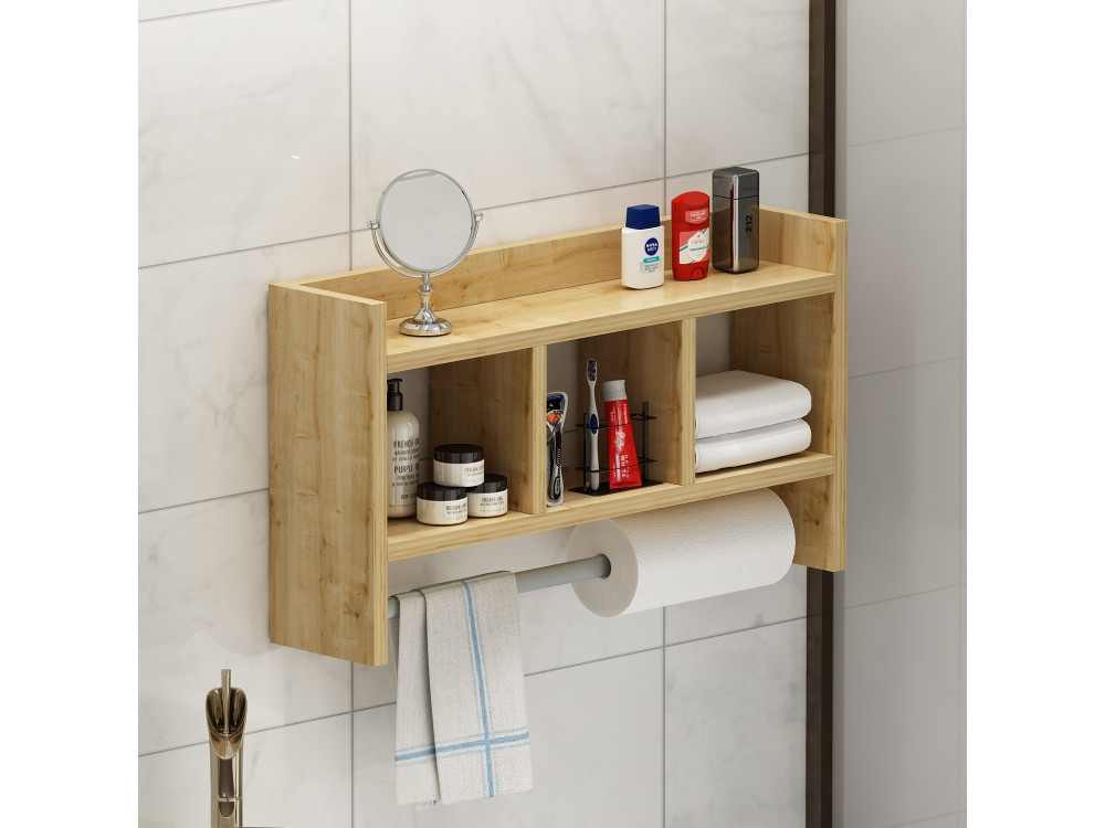 Étagère murale en bois "Asya" - 63 x 14 x 35 cm - Beige