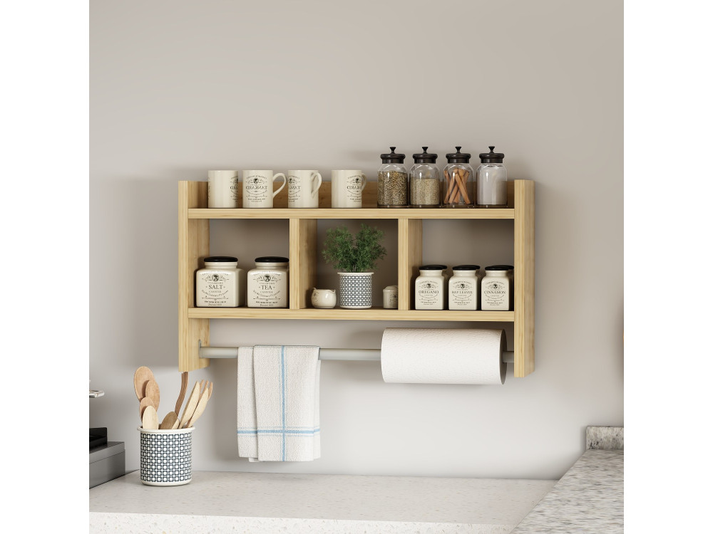 Étagère murale en bois "Asya" - 63 x 14 x 35 cm - Beige