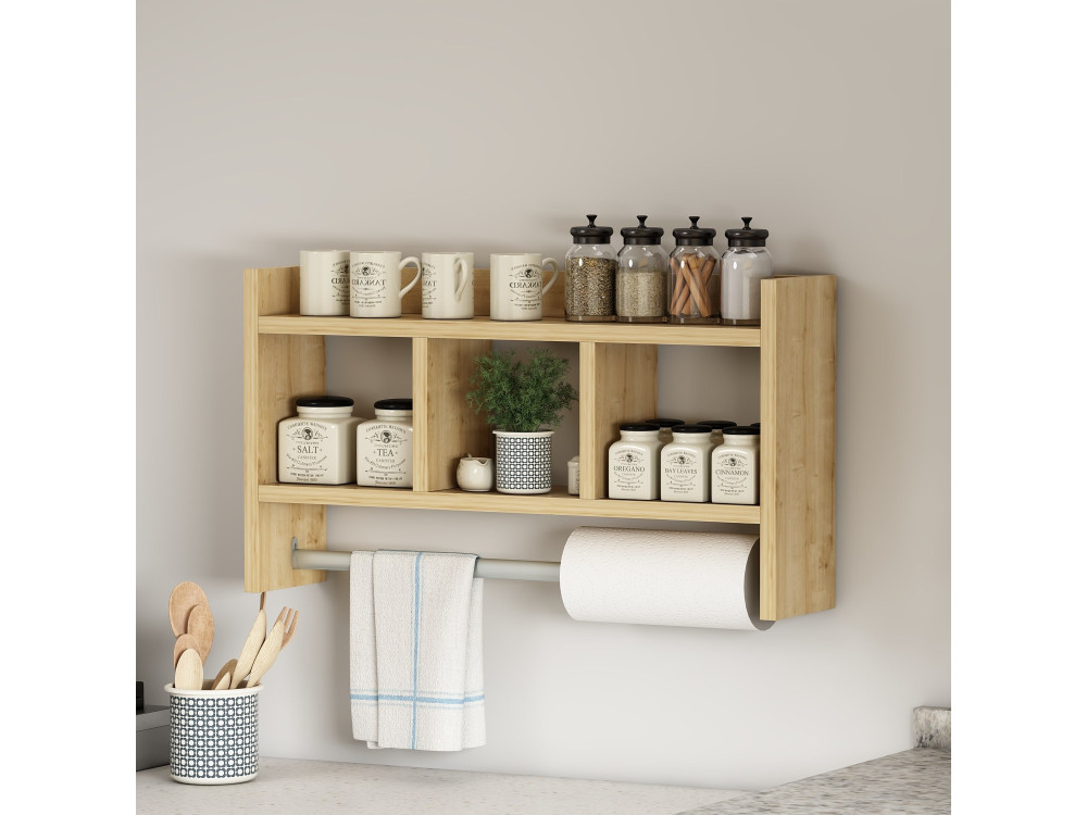 Étagère murale en bois "Asya" - 63 x 14 x 35 cm - Beige