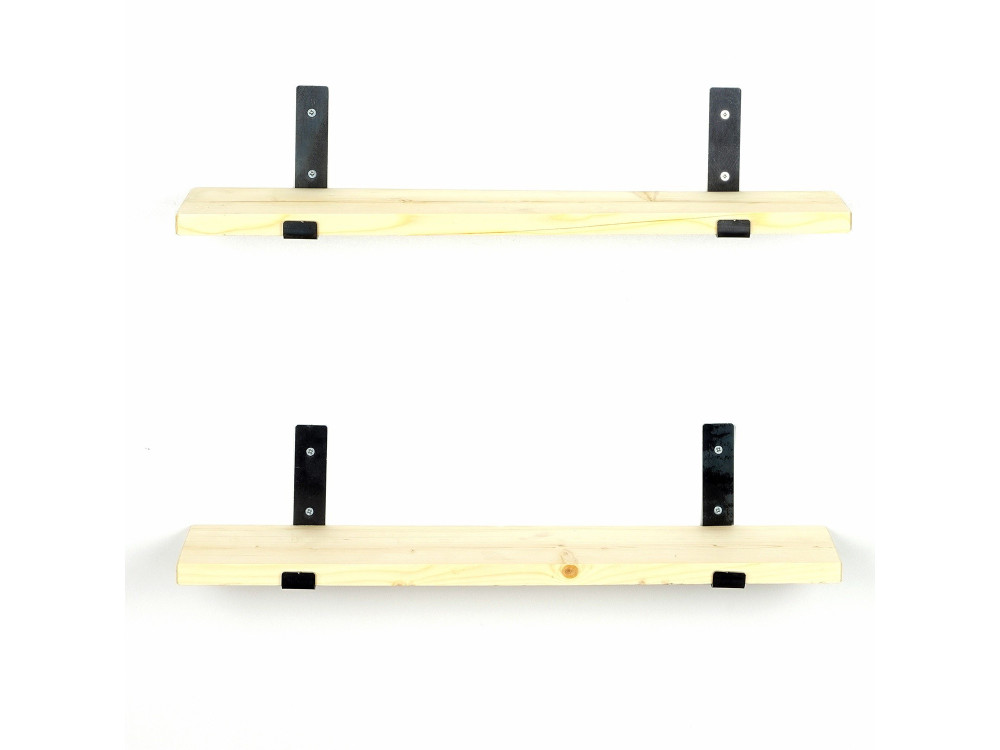Lot de 2 étagères murales en bois en bois "LAM008" - 60 x 14 x 16 cm - Beige