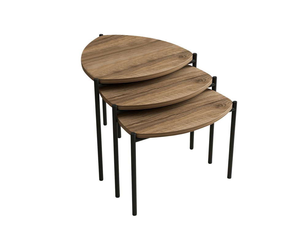 Lot de 3 tables basses gigognes en bois "Lenny" - 45 x 45 x 45 cm - Marron