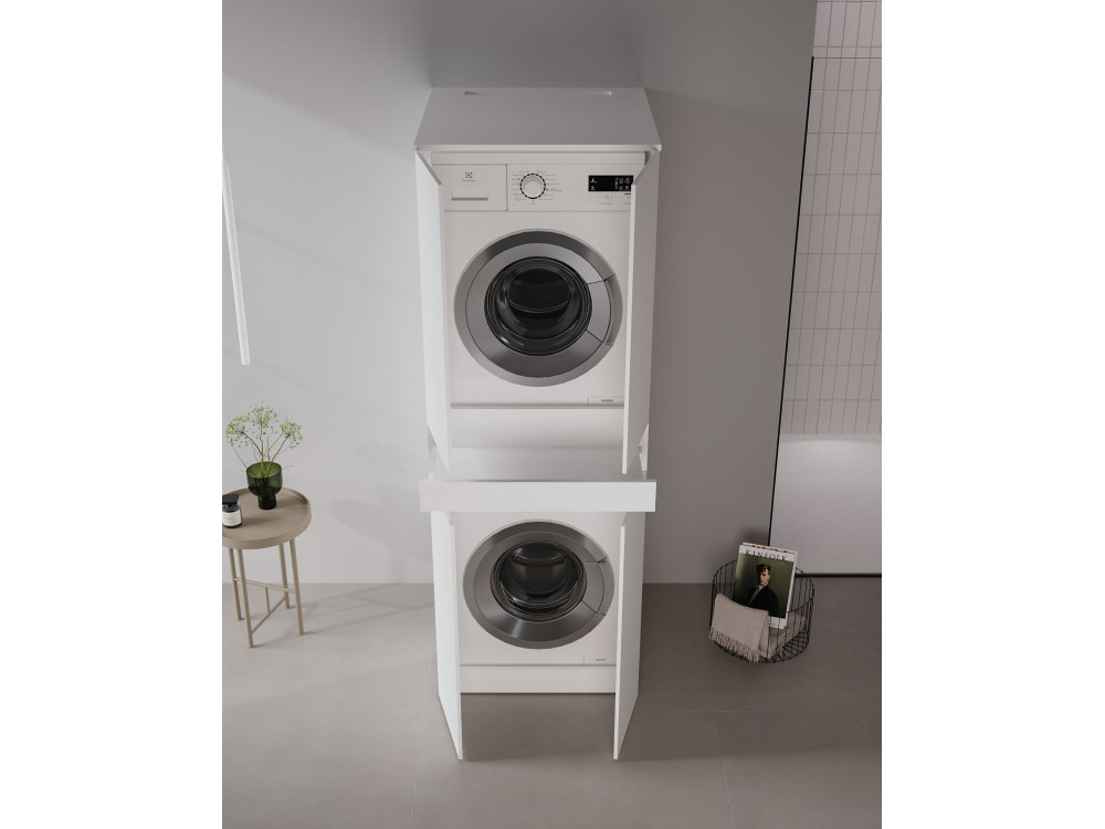 Meuble Machine à Laver "Neve 70" - 70 x 73 x 193 cm - Matte White