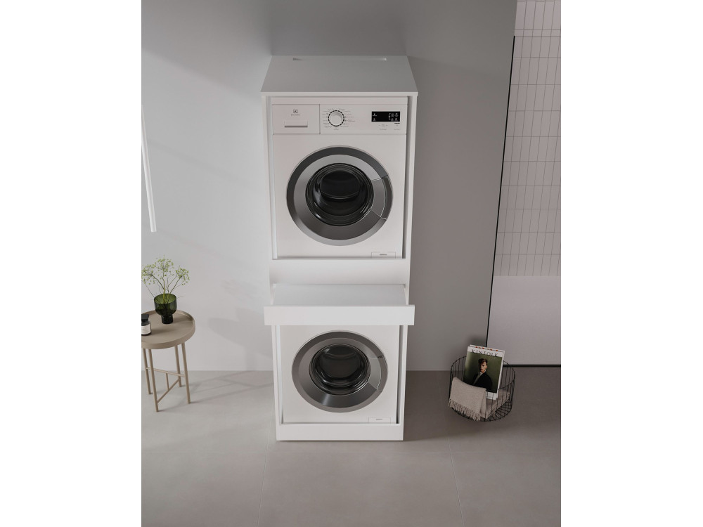 Meuble Machine à Laver "Linfa 70" - 70 x 73 x 193 cm - Matte White