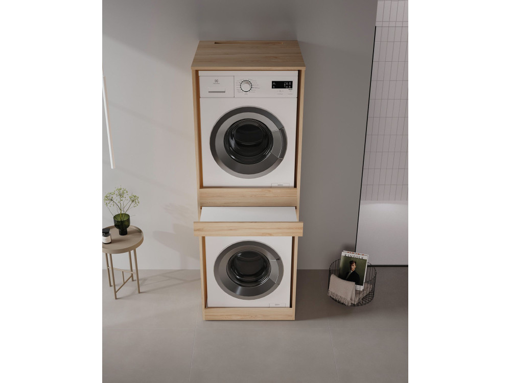 Meuble Machine à Laver "Linfa 70" - 70 x 73 x 193 cm - Oak