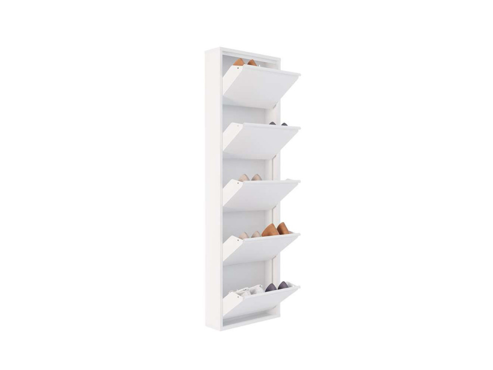 Meuble à chaussures en métal "Ayse" - 50 x 15 x 169 cm - Blanc