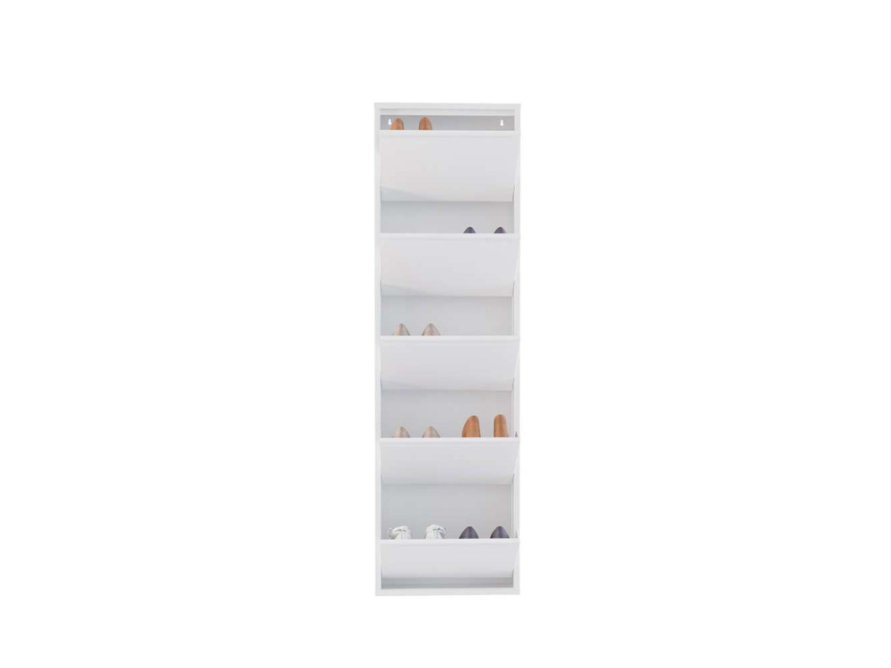 Meuble à chaussures en métal "Ayse" - 50 x 15 x 169 cm - Blanc