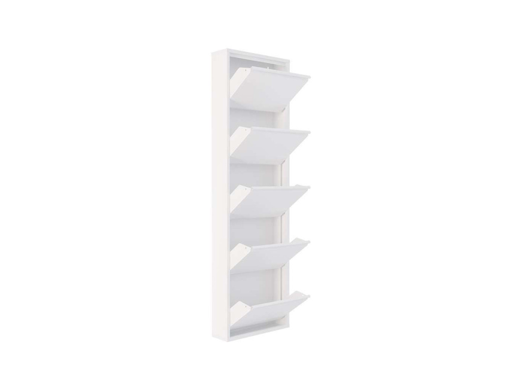 Meuble à chaussures en métal "Ayse" - 50 x 15 x 169 cm - Blanc