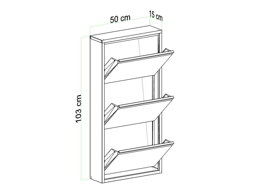 Meuble à chaussures en métal "Luna" - 50 x 15 x 103 cm - Blanc