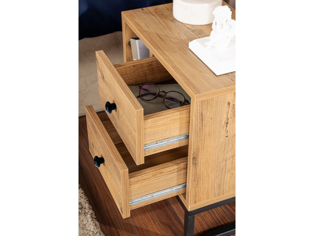 Table de chevet en bois "Glimmer" - 45 x 29 x 50 cm - Pin atlantiqueNoir