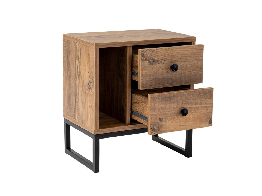 Table de chevet en bois "Glimmer" - 45 x 29 x 50 cm - Pin atlantiqueNoir