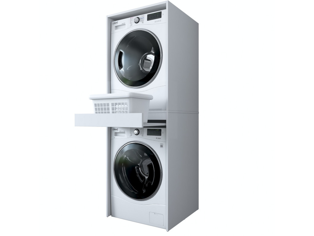 Meuble pour machine à laver en bois "Dorma" - 66 x 65 x 189 cm - Blanc