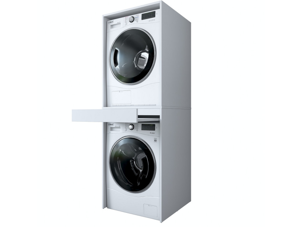 Meuble pour machine à laver en bois "Dorma" - 66 x 65 x 189 cm - Blanc